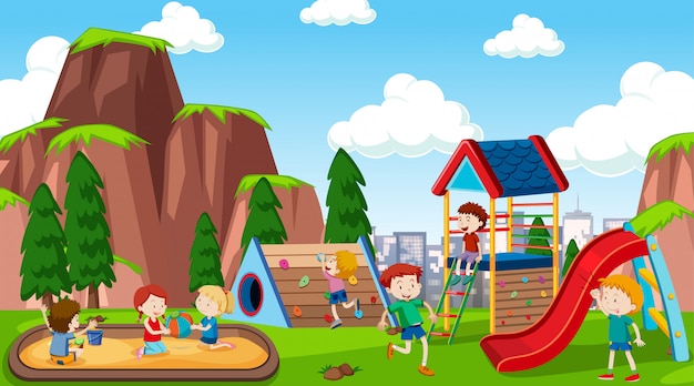 Vibrant Outdoor Playground with Children Enjoying the Fun | Jiffy Designs