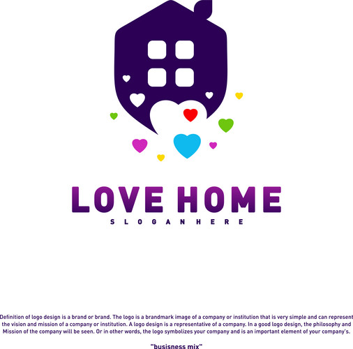 Love Home Logo Design Concept. Business Love House Logo Vector Template ...
