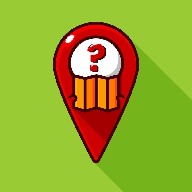 Vibrant Red Map Pointer with Mysterious Question Mark | Jiffy Designs