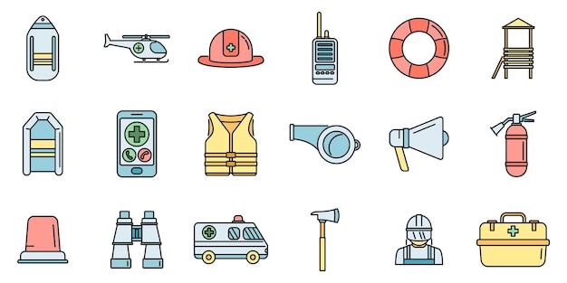 Diverse Collection of Emergency and Rescue Equipment Icons | Jiffy Designs