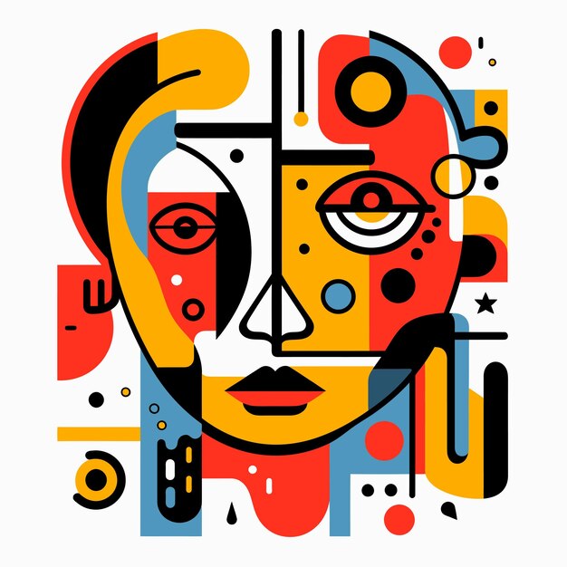 Vibrant Abstract Portrait with Geometric Shapes and Patterns | Jiffy ...