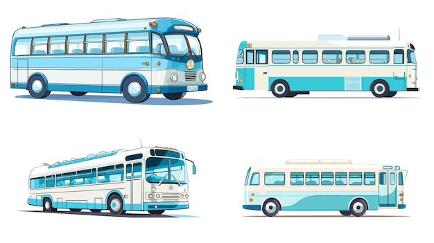 Retro Teal Buses: A Nostalgic Parade of Vintage Charm | Jiffy Designs