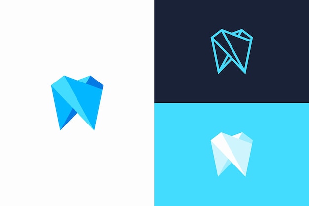 Geometric Tooth Symbols in Minimalist Blue Tones | Jiffy Designs