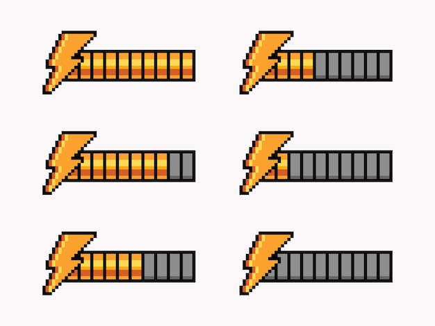 Vibrant Pixel Art Lightning Bolt Icon Collection | Jiffy Designs