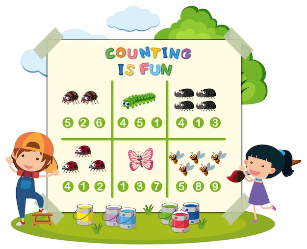 Colorful Counting Is Fun Educational Illustration for Kids | Jiffy Designs