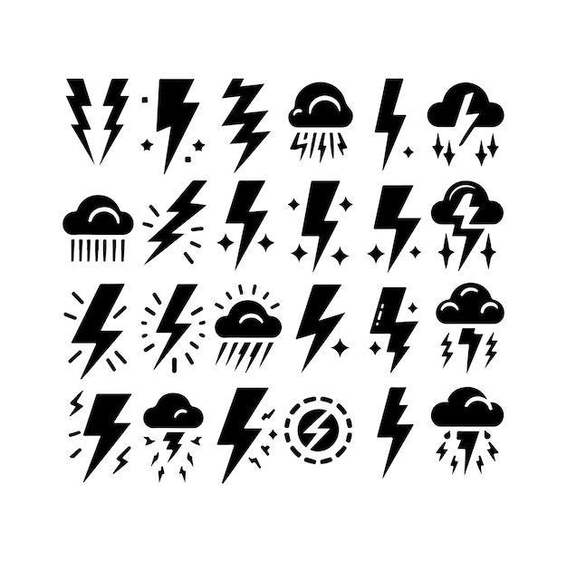 Dramatic Weather Symbols: Thunderstorms, Lightning, and Clouds | Jiffy ...