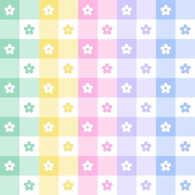 Pastel Floral Pattern with Checkered Background | Jiffy Designs