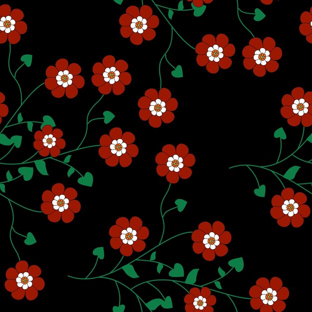 Vibrant Floral Pattern with Striking Red Blooms | Jiffy Designs