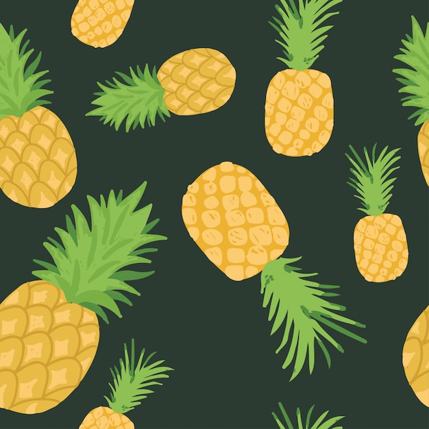Vibrant Pineapple Pattern on Dark Background | Jiffy Designs