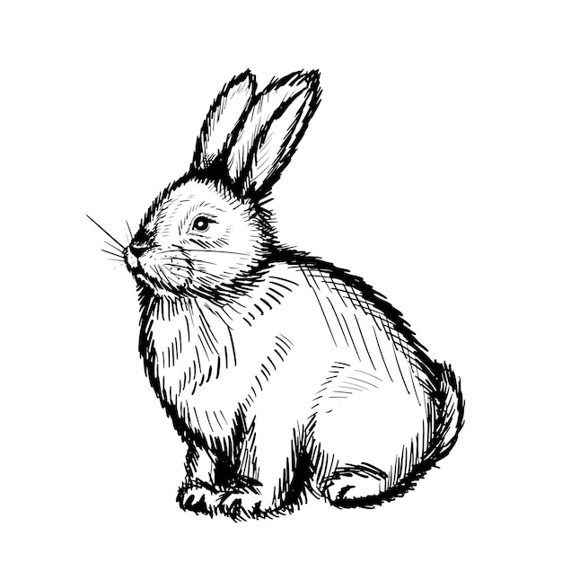 Charming Sketch of a Fluffy Rabbit in Monochrome | Jiffy Designs