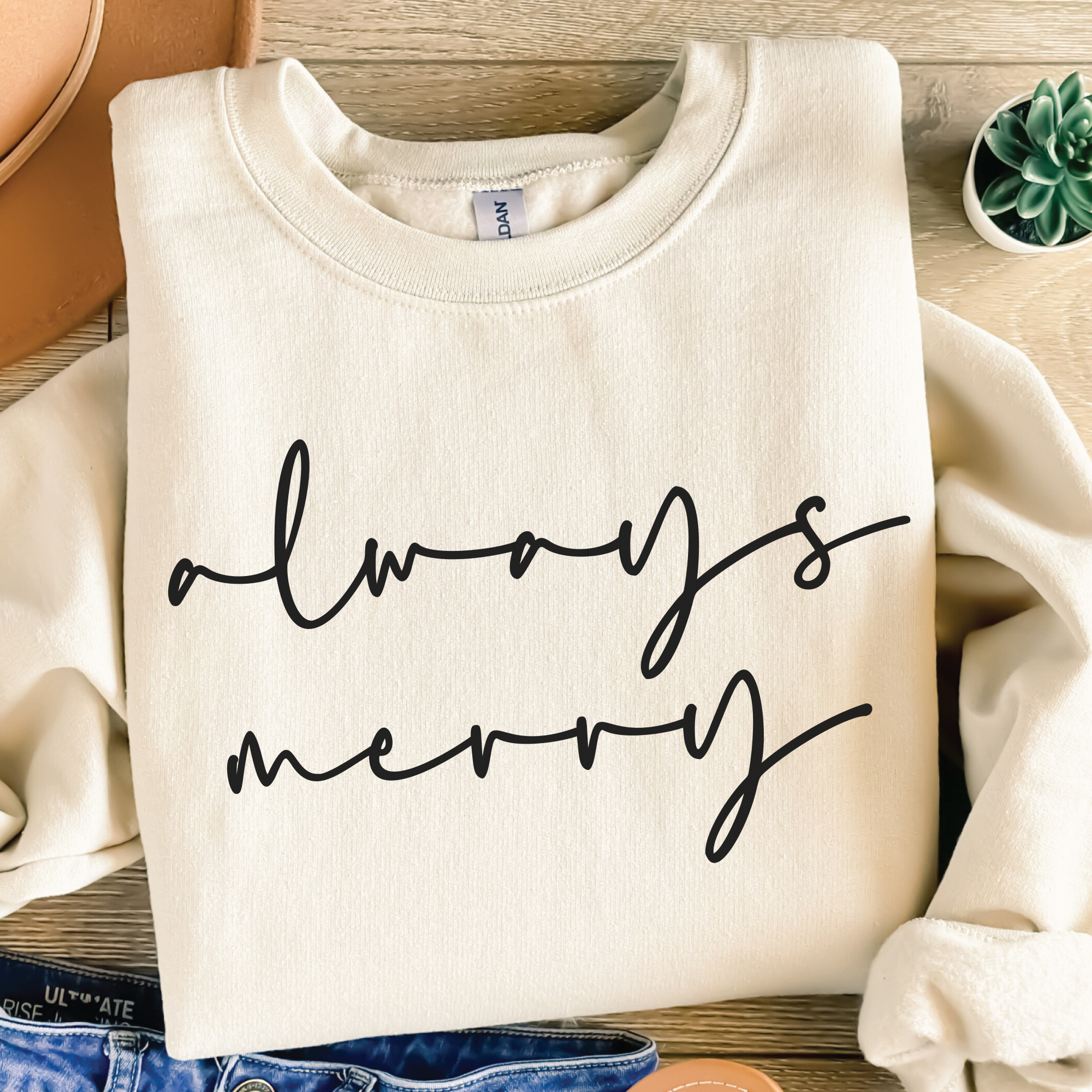 'Always Merry' Flowing Cursive Script in Elegant Black Calligraphy ...