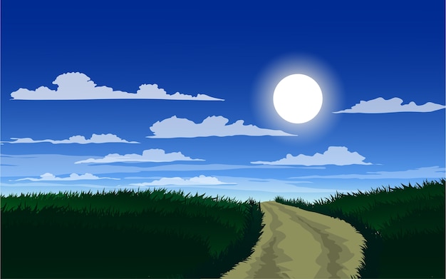 Serene Country Road Under a Bright Moonlit Sky | Jiffy Designs