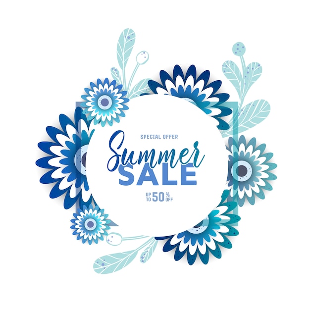 Vibrant Floral Frame with Summer Sale Text | Jiffy Designs