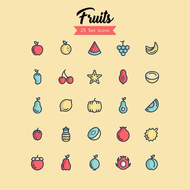 Vibrant Fruit Icon Collection for Versatile Design Needs | Jiffy Designs