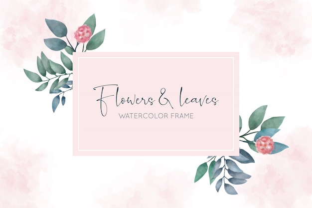 Delicate Floral Frame with Watercolor Leaves and Blooms | Jiffy Designs