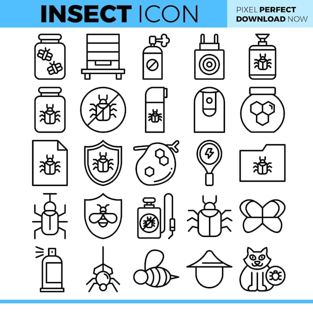 Diverse Collection of Insect-Themed Vector Icons for Versatile ...
