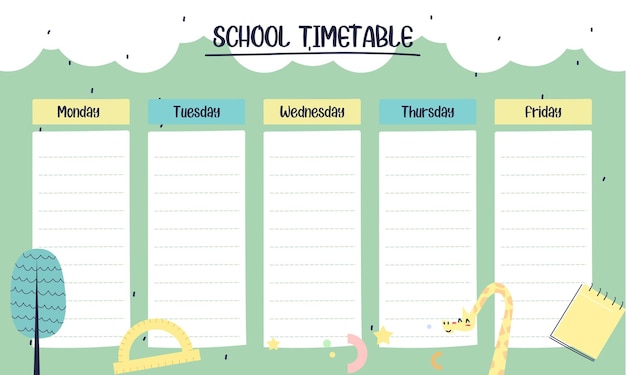 Whimsical School Timetable with Playful Illustrations | Jiffy Designs