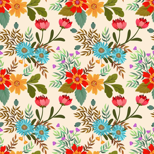 Vibrant Floral Pattern with Blooms and Foliage | Jiffy Designs