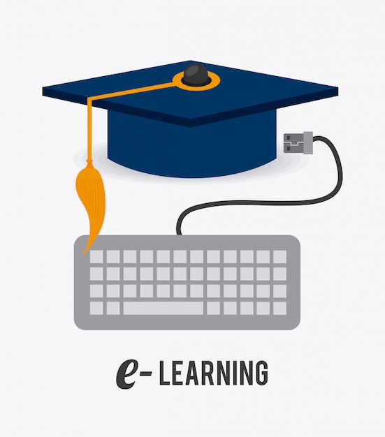 Graduation Cap and Keyboard Symbolizing Online Education | Jiffy Designs