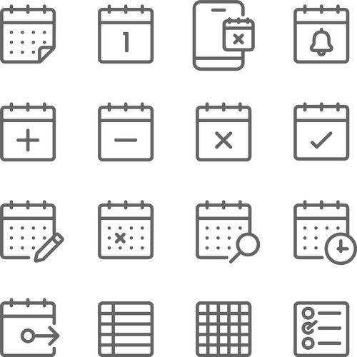 Schedule Icons Set Vector Illustration. Contains Such Icon As The Event ...