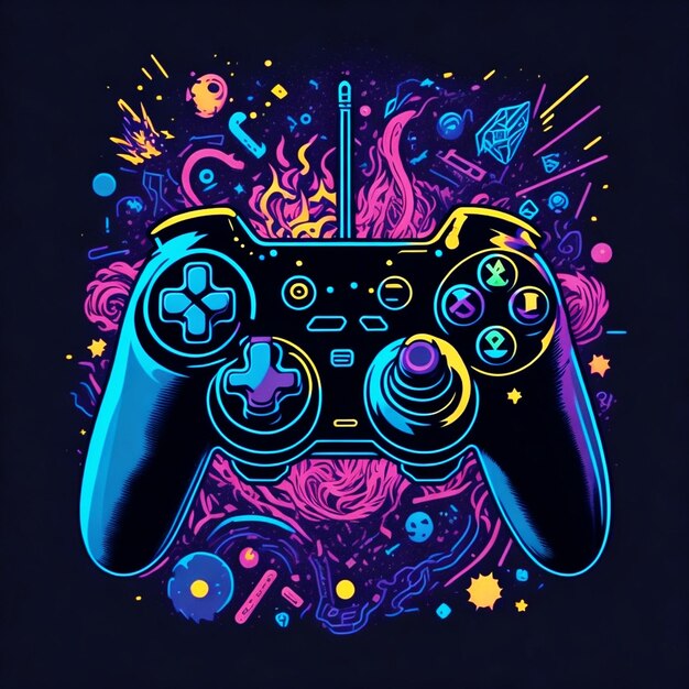 Vibrant Gamer's Delight: A Colorful Controller Embraces the Joy of