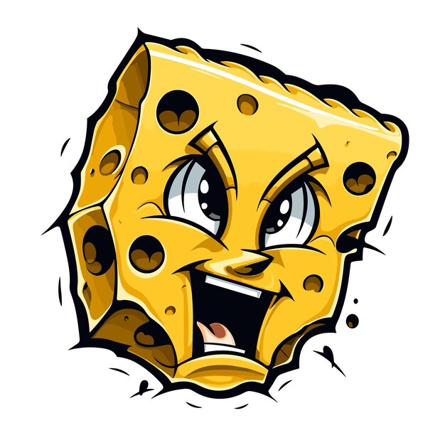 Expressive Cartoon Cheese Face with Playful Expression | Jiffy Designs