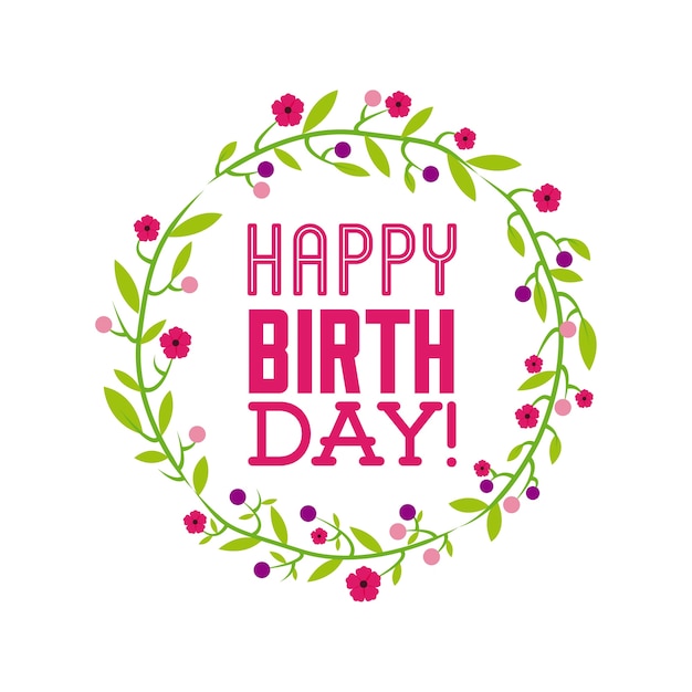 Vibrant Floral Wreath with 'Happy Birthday' Text | Jiffy Designs