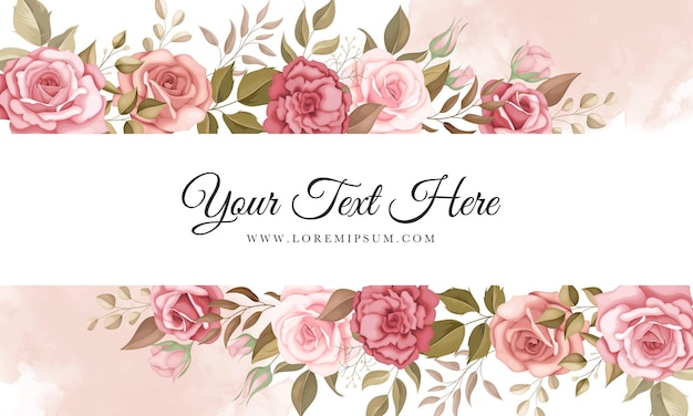 Elegant Floral Border with Delicate Pink Roses and Leaves | Jiffy Designs