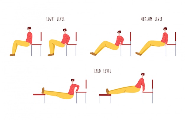 Illustrated guide to various workout positions on bench | Jiffy Designs