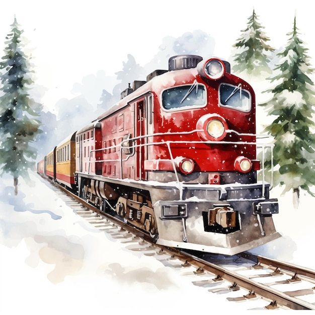 Vintage Red Steam Locomotive Traversing Snowy Forest Landscape | Jiffy ...