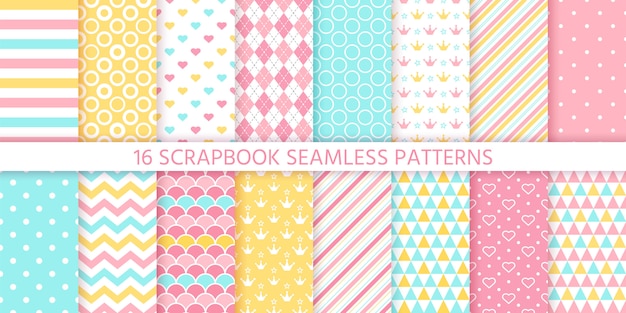 Vibrant Collection of 16 Seamless Scrapbook Patterns | Jiffy Designs
