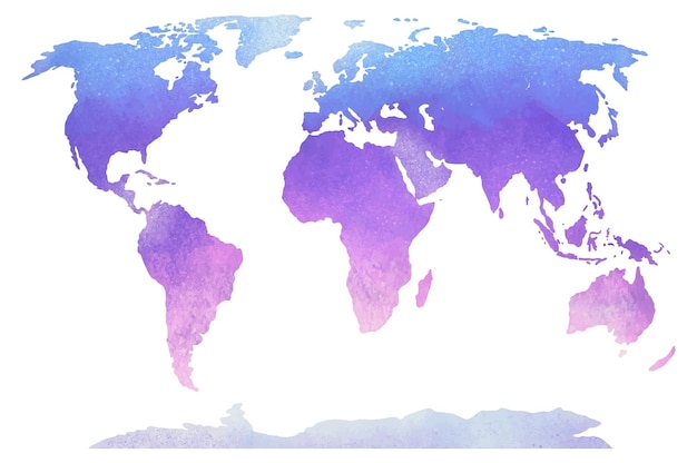 Vibrant Watercolor World Map with Continents and Oceans | Jiffy Designs