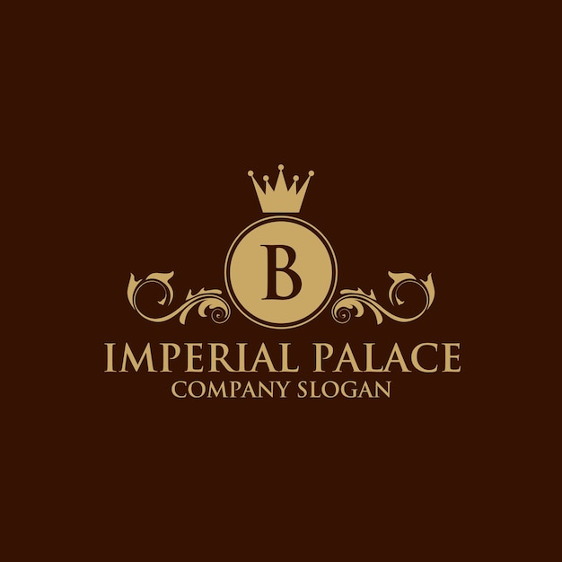Elegant Golden Crown Monogram Logo with Company Slogan | Jiffy Designs
