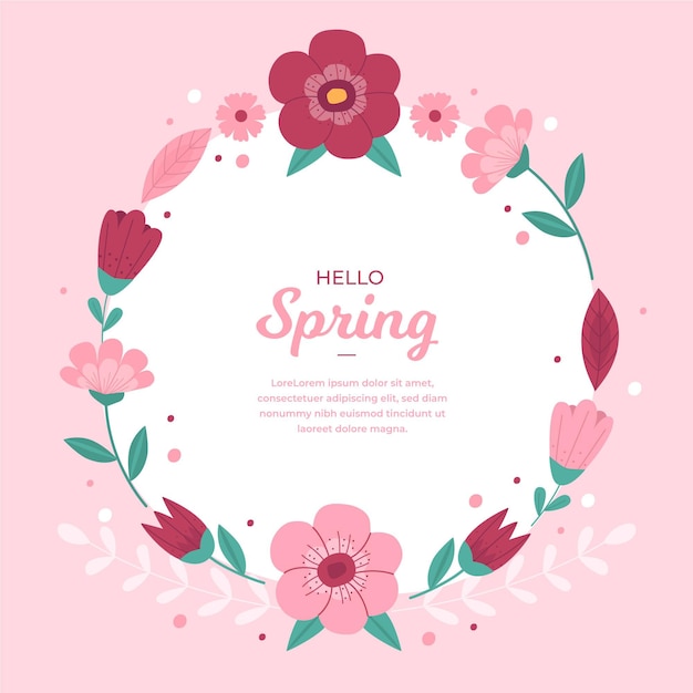 Vibrant Spring Floral Wreath with Greeting Text | Jiffy Designs