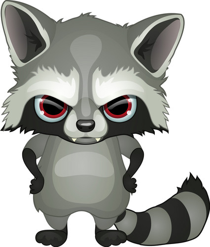 Evil Raccoon With Red Eyes Standing With Paws On Hips. Funny Cartoon ...