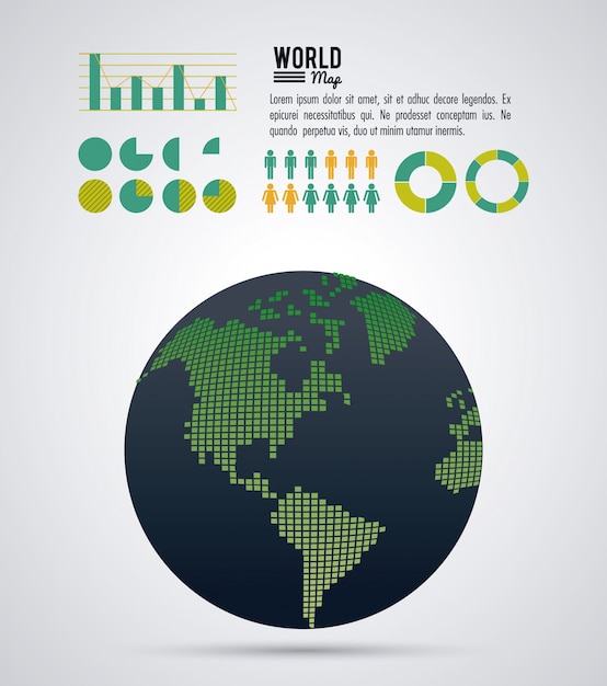 Vibrant World Map Infographic with Geometric Data Visualizations ...