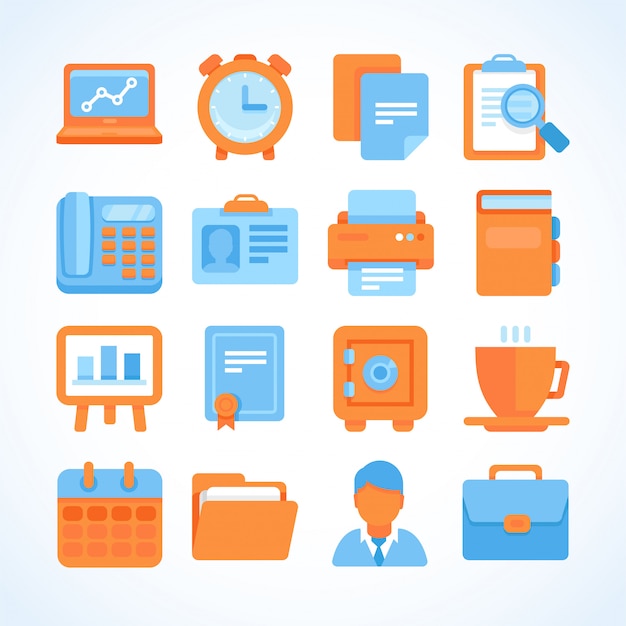 Diverse Collection of Vibrant Business Icons for Versatile Applications ...