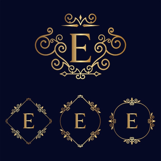Elegant Gold Monogram Emblem Collection with Ornate Frames | Jiffy Designs