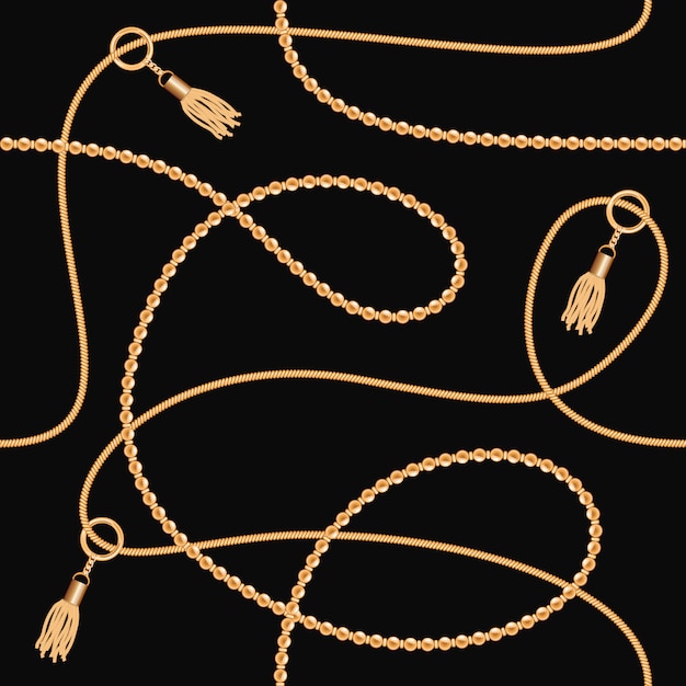 Elegant Gold Chain Pattern on Black Background | Jiffy Designs