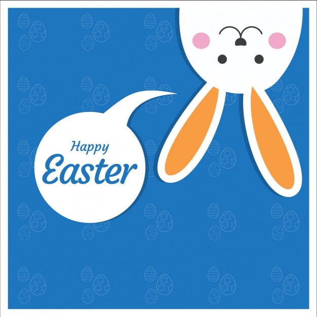 Cute Bunny with Happy Easter Greeting on Blue Background | Jiffy Designs
