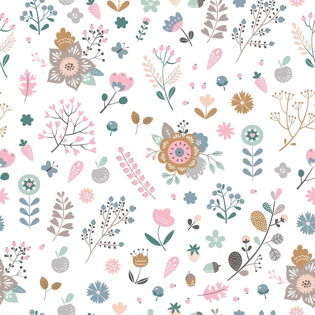 Whimsical Floral Pattern with Delicate Blooms and Foliage | Jiffy Designs