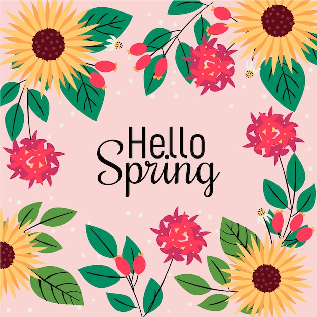 Vibrant Spring Floral Illustration with Greeting Text | Jiffy Designs