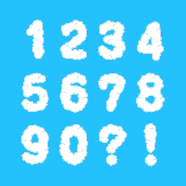 Fluffy Cloud-like Numbers on Bright Blue Background | Jiffy Designs