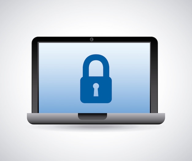 Blue Lock Icon on Laptop Screen Illustration | Jiffy Designs
