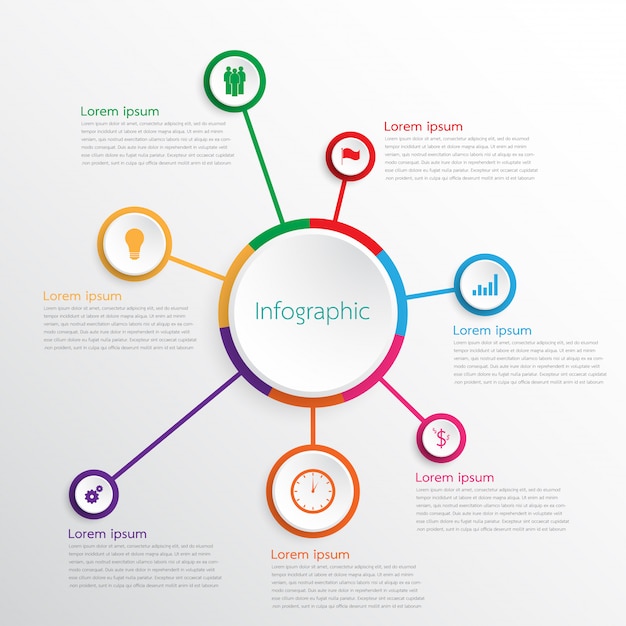 Vibrant Infographic Design with Diverse Symbols and Data Visualization ...
