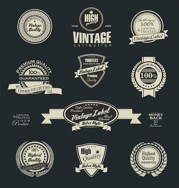 Vintage Retro Badges and Emblems Collection with Typography Elements ...