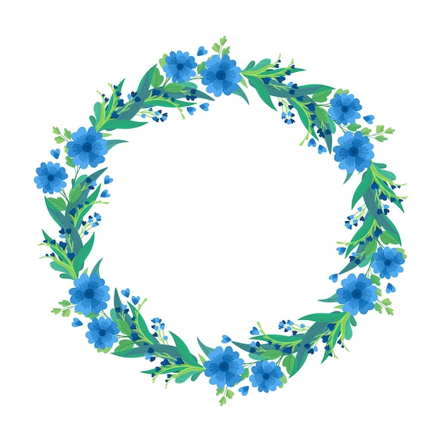 Vibrant Blue Floral Wreath with Lush Green Foliage | Jiffy Designs