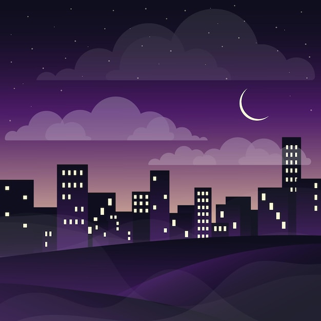 Enchanting Cityscape Under Starry Night Sky | Jiffy Designs