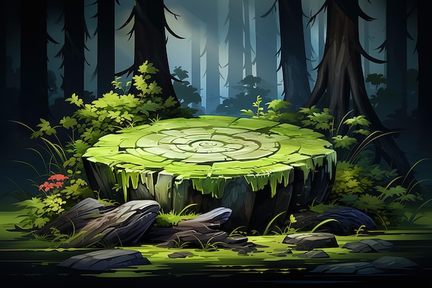 Enchanting Forest Clearing with Mystical Stone Platform | Jiffy Designs