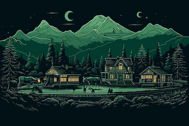 Serene Mountain Retreat Under the Starry Night Sky | Jiffy Designs